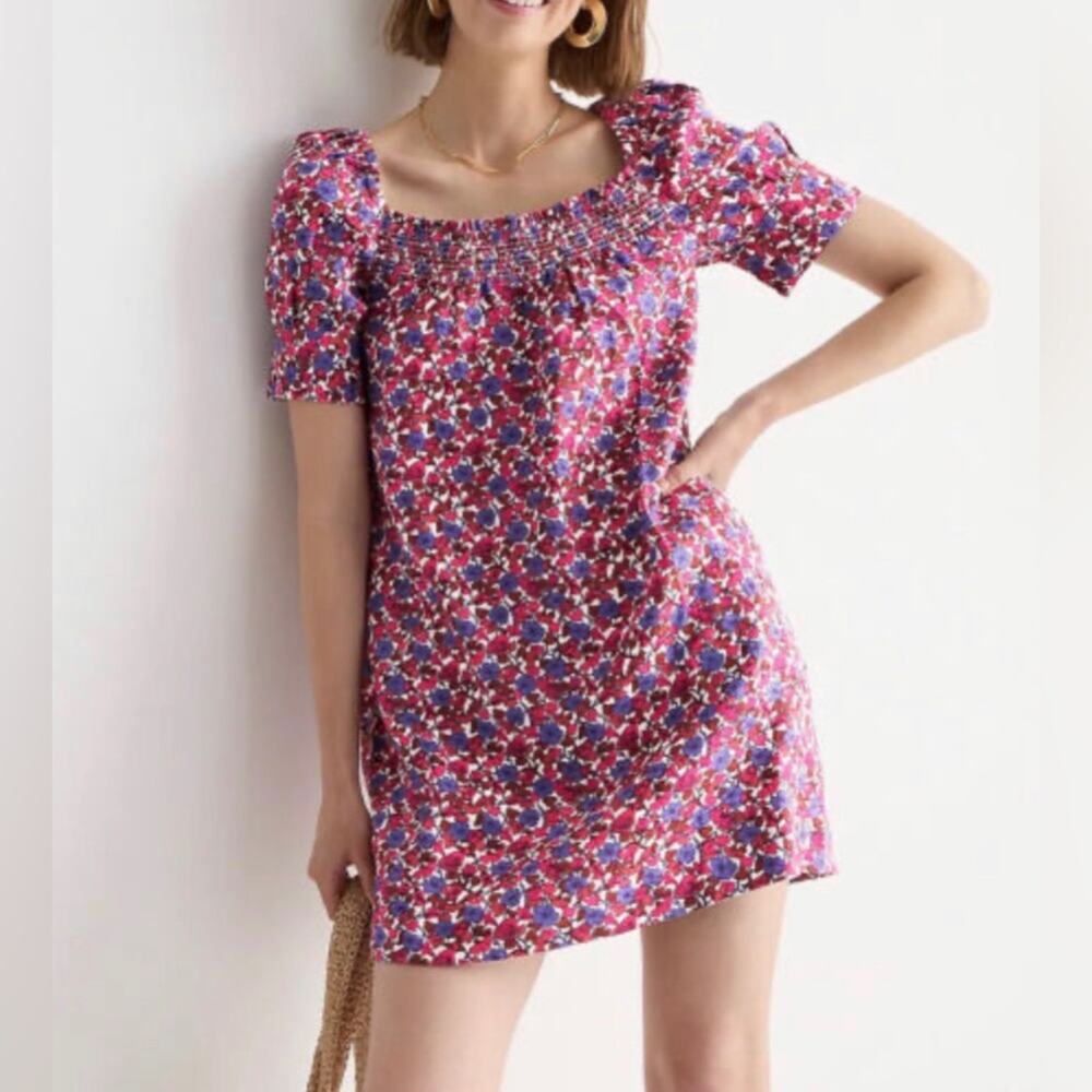NWT J.CREW Afternoon linen dress in berry floral/SIZE 3X